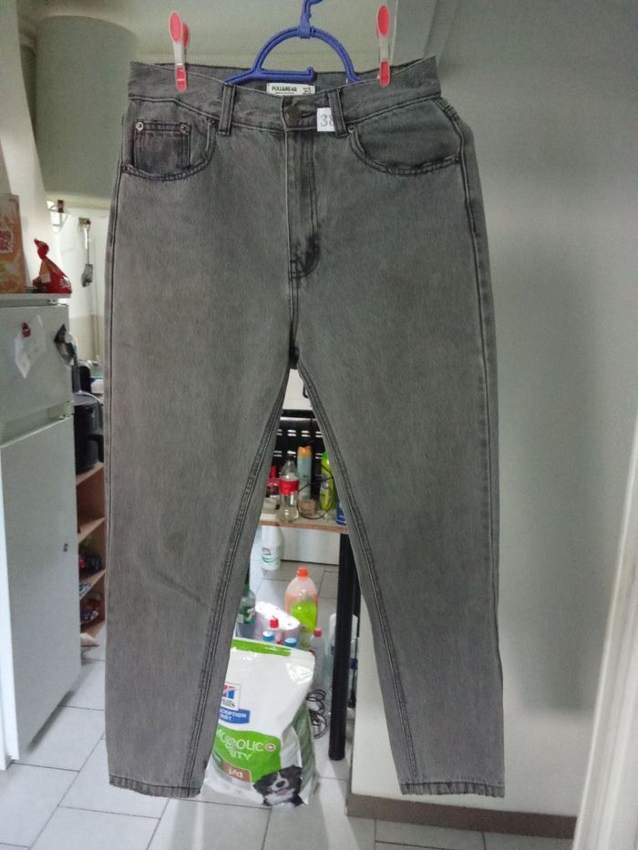 Jeans pull et bear taille 38 couleur gris - photo numéro 5
