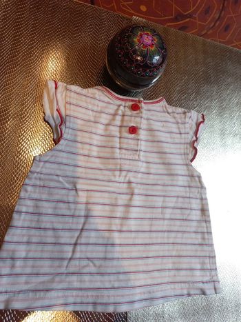 Joli t-shirt rayé bleu blanc rouge 9 mois