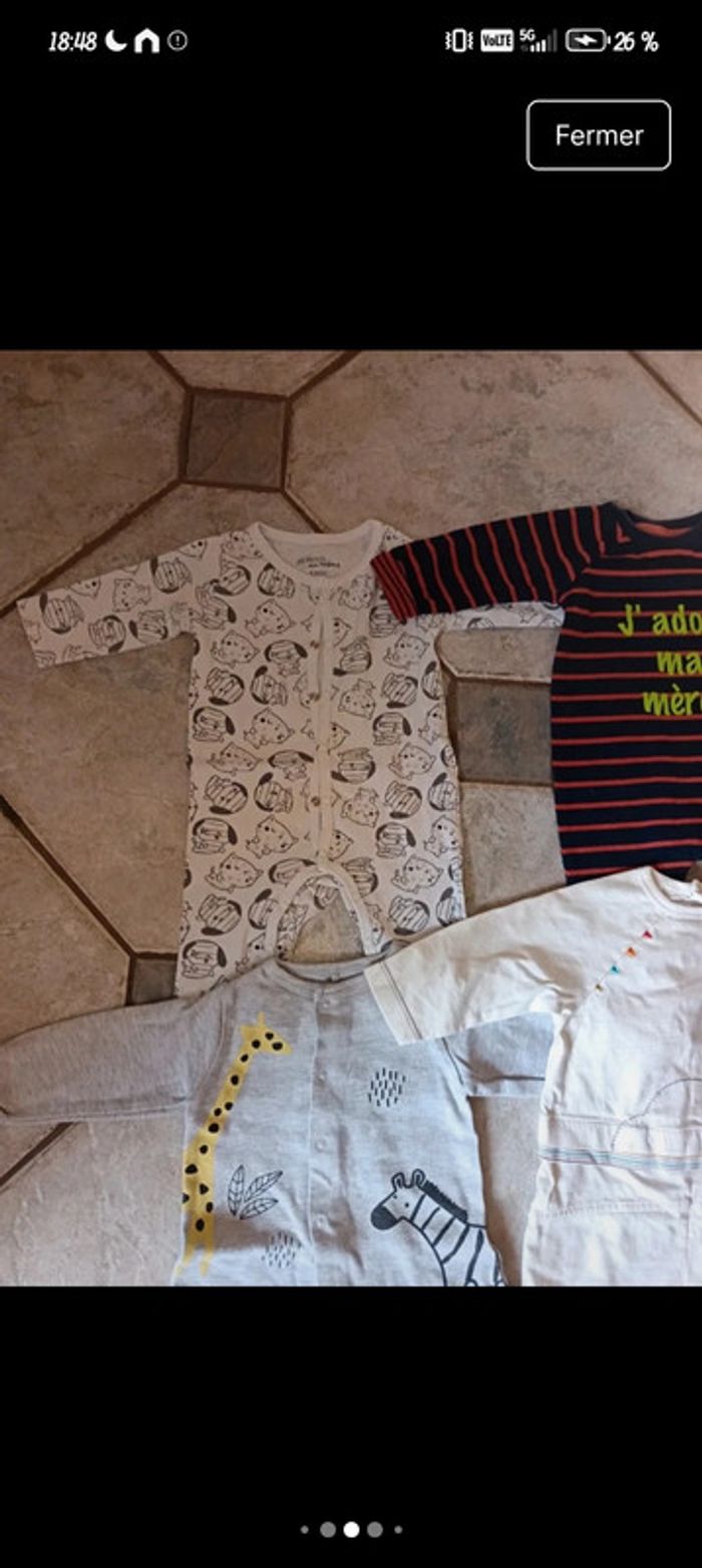 Lot 3 mois 62 cm pyjama grenouillère sans pied combinaison léger bébé - photo numéro 8