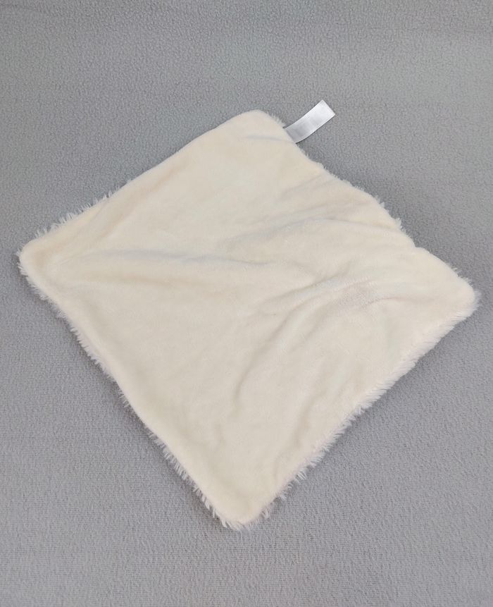 Doudou plat mouton fourrure écru crème blanc TEX Baby écharpe bleu hochet TBE - photo numéro 4