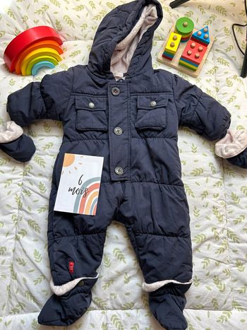 combipilote doublée polaire avec gants et chaussons amovible bleu marine jean bourget 6 mois