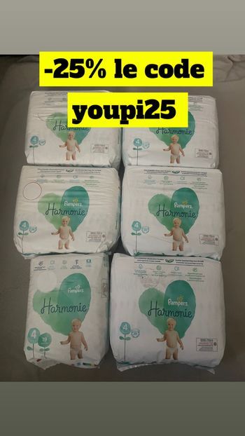 Six paquets de couches Pampers harmonie taille 4