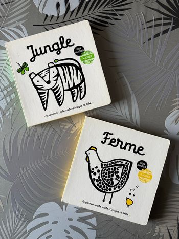 Lot de 2 livres pour bébé : Mon imagier à jouer Jungle et Ferme