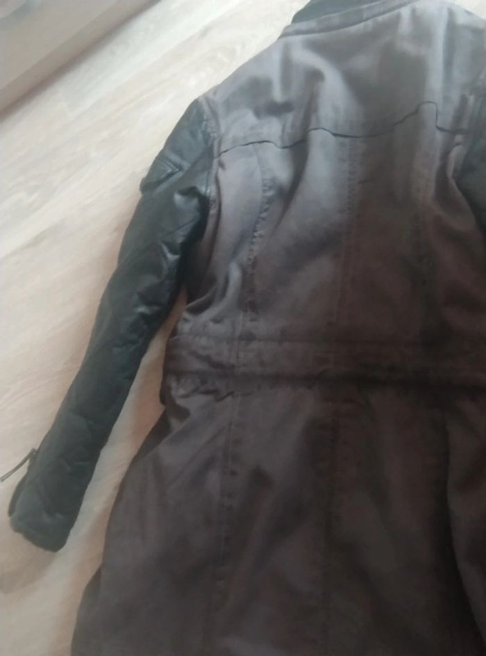 Veste longue bi matière cuir Maze - photo numéro 6