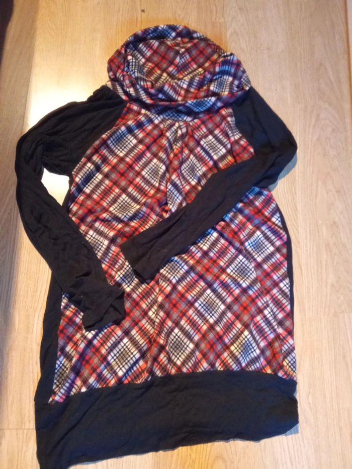 Pull léger a manches longues motif ecossais - photo numéro 2