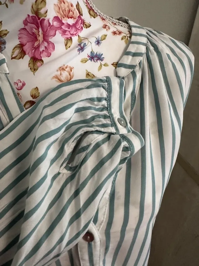 Chemise blanche rayé verte d’eau fluide - photo numéro 5