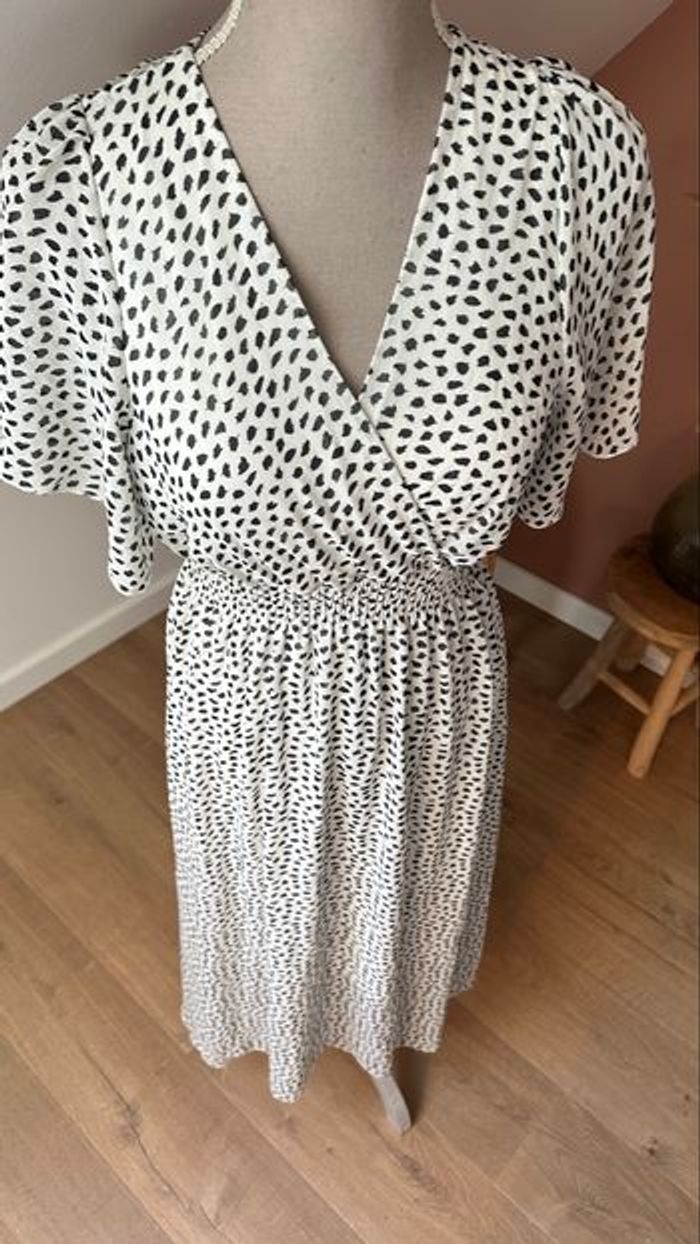 🍃 Robe longue blanche & noire vintage – Taille 40 – Très bon état - photo numéro 4