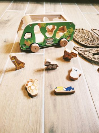 🦁Jeu d'encastrement - Camion de la savane boîte à formes/animaux  en bois marque Sergent Major 