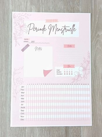 Fiche A4 Calendrier menstruel
