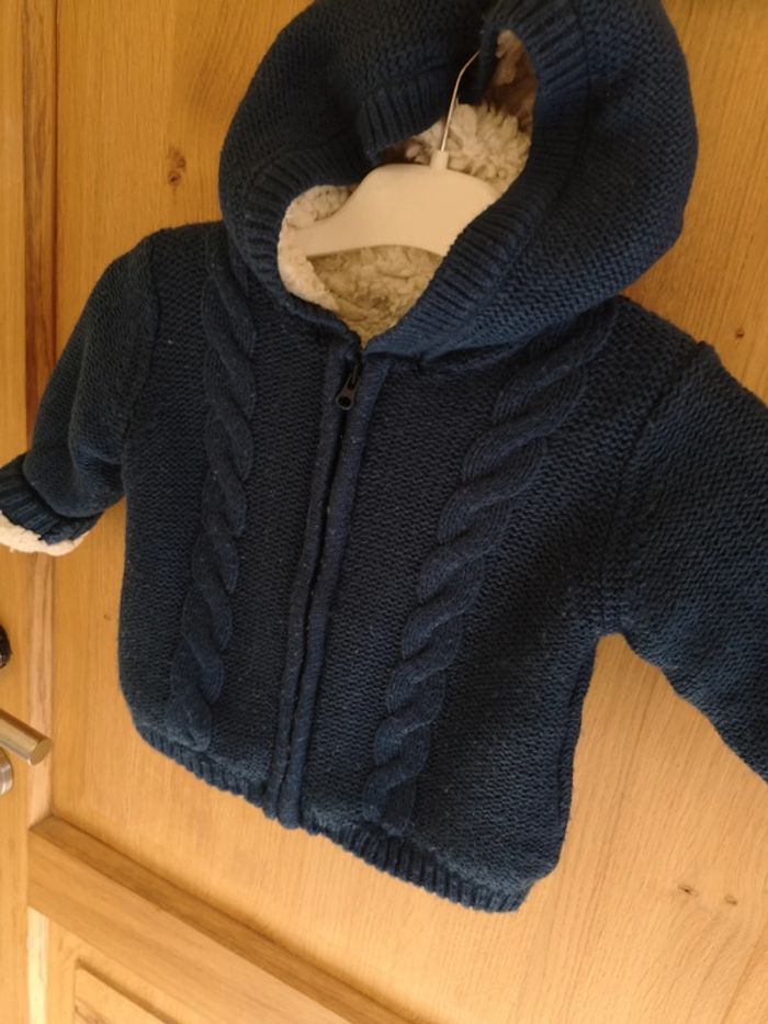 Gilet zippé chaud en bleu Tex 6 mois - photo numéro 3