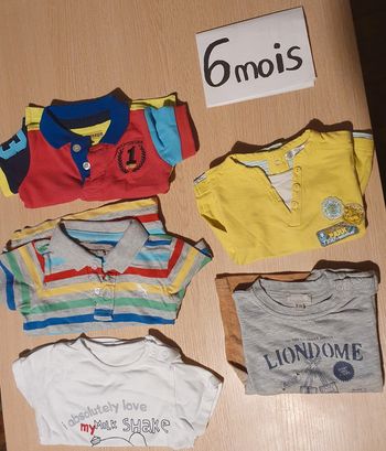 Lot 3 Tee shirt bébé et 2 polo 6mois