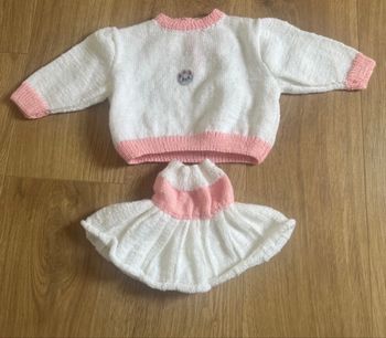 Ensemble tricoté main - 1/3 mois 