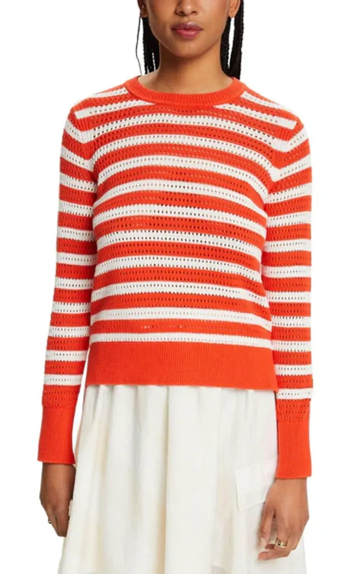 Pull Esprit orange et blanc femme Taille M Neuf