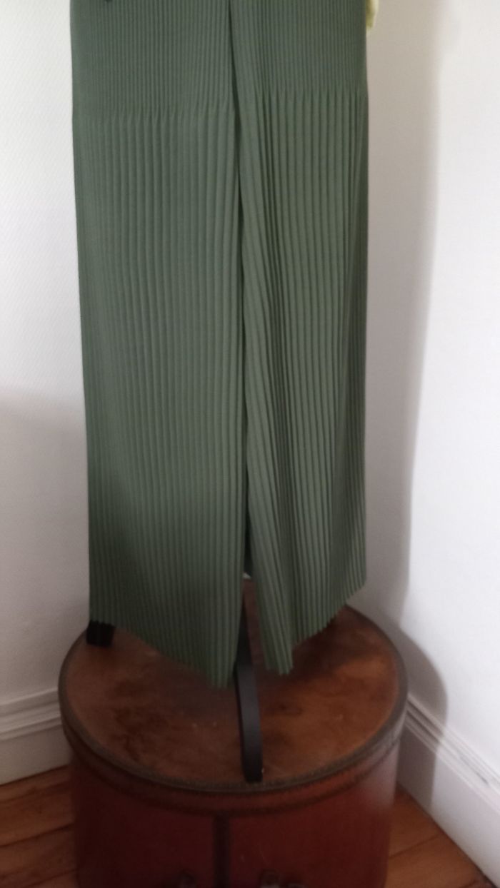 Palazzo Plissé Kaki Taille Unique - photo numéro 4
