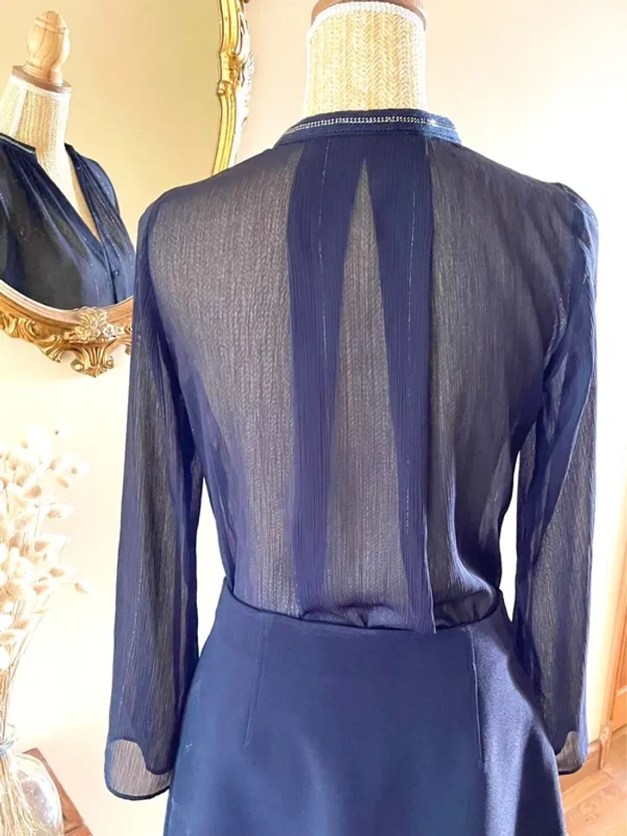 Sublime blouse chemise manche longue noir fluide Zara taille XS - photo numéro 3