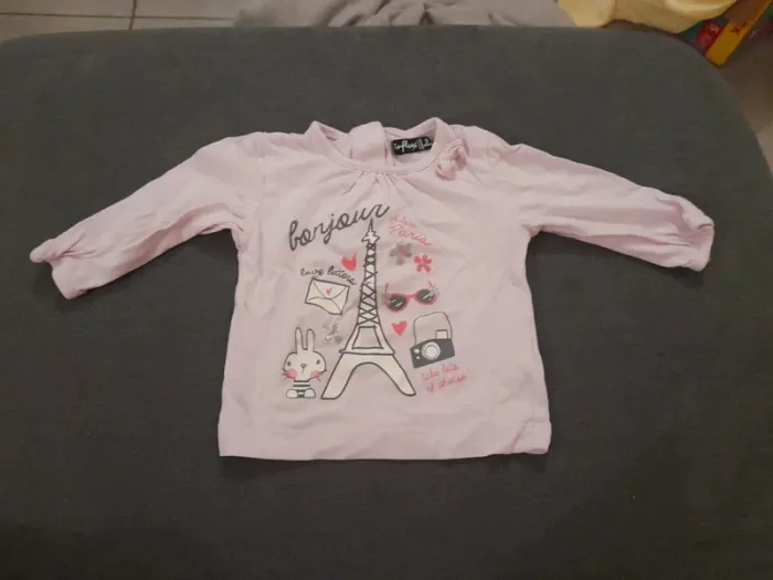 Tee shirt influx rose bonjour j'adore Paris 3 mois