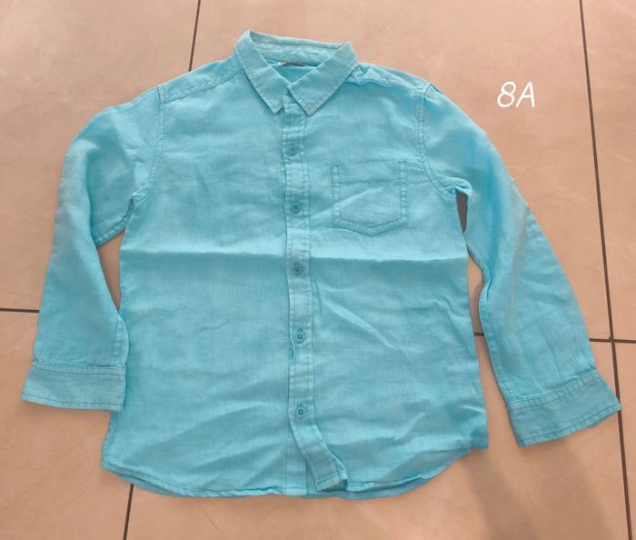 Chemise longues manches turquoise dpam 8 ans
