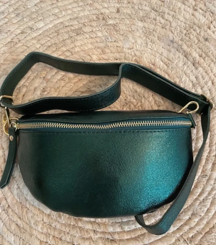 Sac banane cuir vert sapin - photo numéro 7
