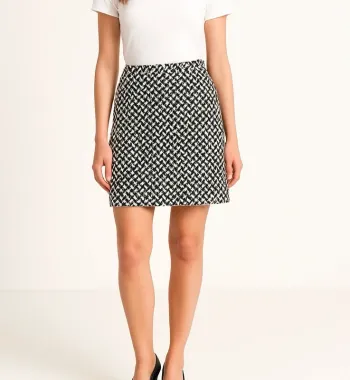 Jupe Kiabi Taille M – Motifs Noir, Gris et Blanc