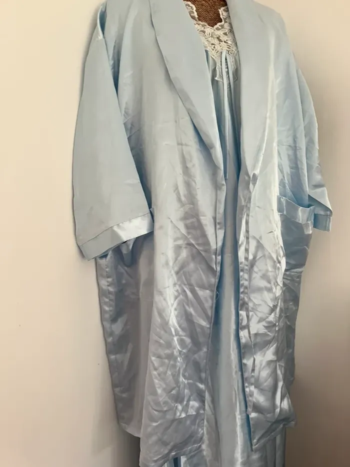 Ensemble nuisette 2 kimonos bleu 38 /40 vintage - photo numéro 9