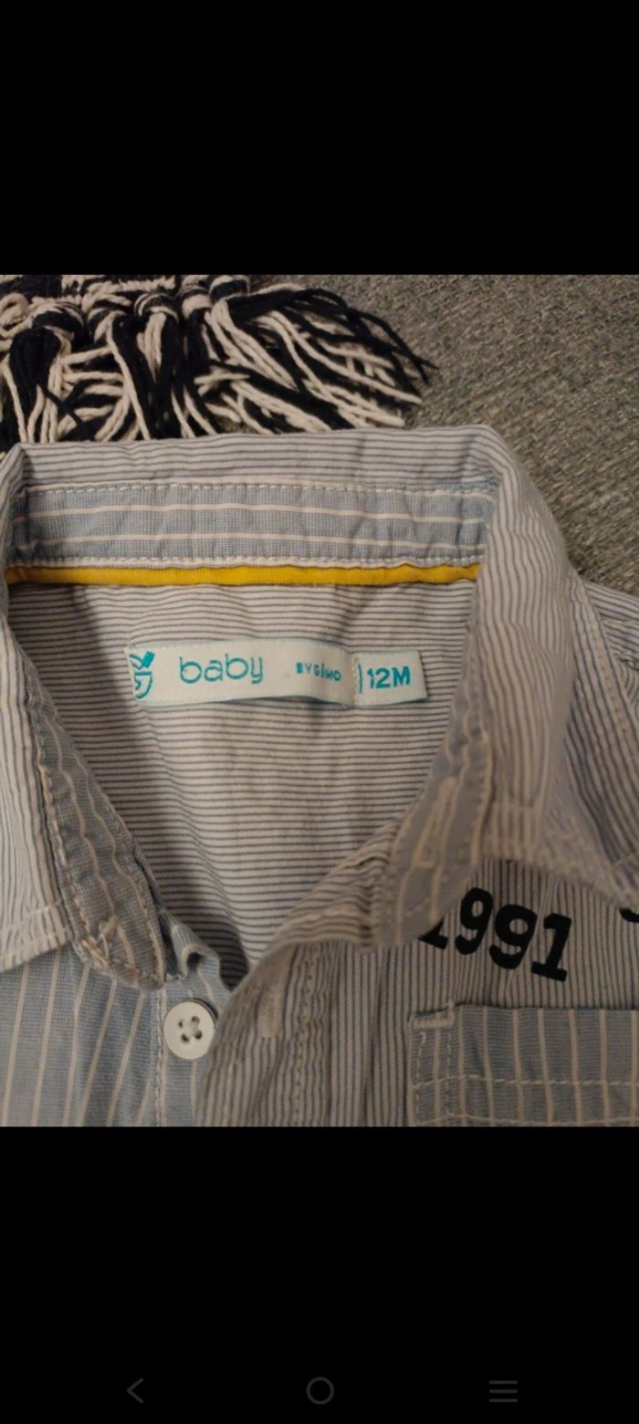 Chemise rayée bleu clair et blanc Gémo 12 mois - photo numéro 3