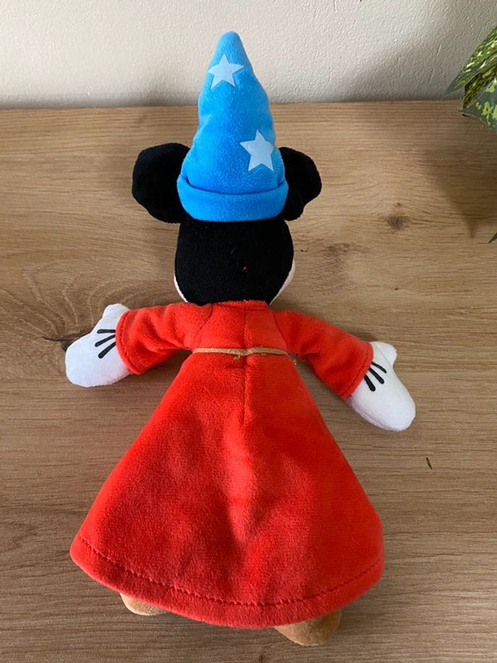Doudou peluche Mickey en magicien rouge bonnet bleu - photo numéro 2