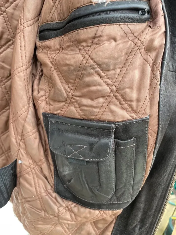 Skipper brown leather jacket veste en cuir marron vintage Mens S - photo numéro 10