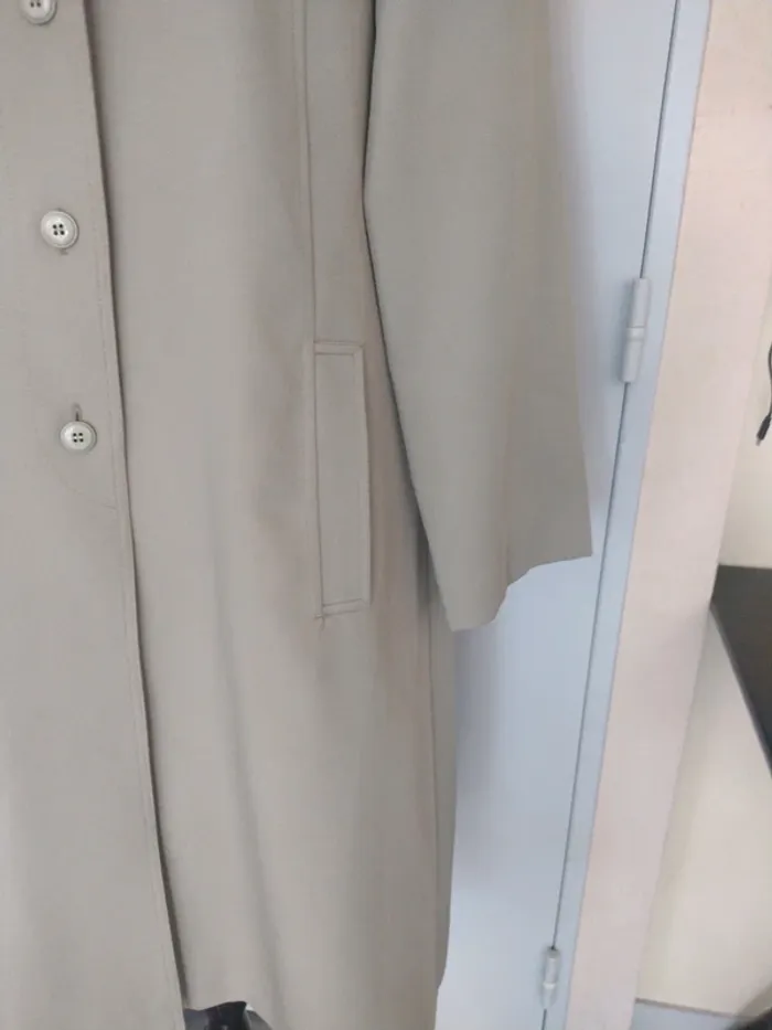 Trench coat / manteau long gris kaki Blizzand – taille 38 M - photo numéro 3