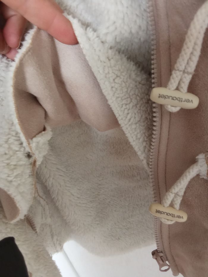 Manteau Verbaudet fille 2 ans, 24 mois, Daim, doublure amovible, beige, blanc, chaud - photo numéro 6