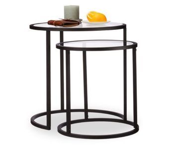 Neuf - Tables Gigognes en verre trempé,noir