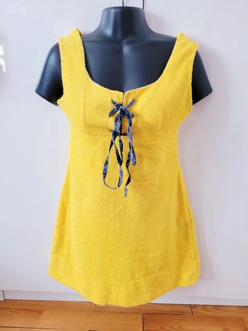 Vintage, Authentique Robe Mini années 60's jaune vif plage