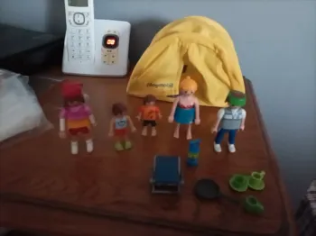  Lot 5 playmobil avec tente camping