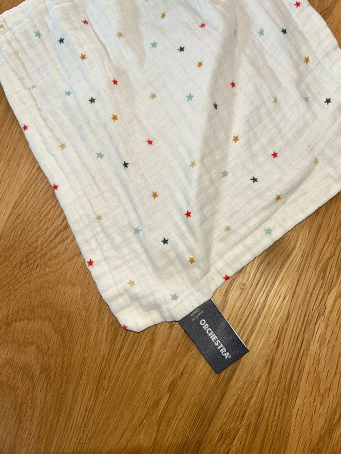 Doudou orchestra Prémaman lapins lange blanc étoilé rouge bleu marron 45cm - photo numéro 3