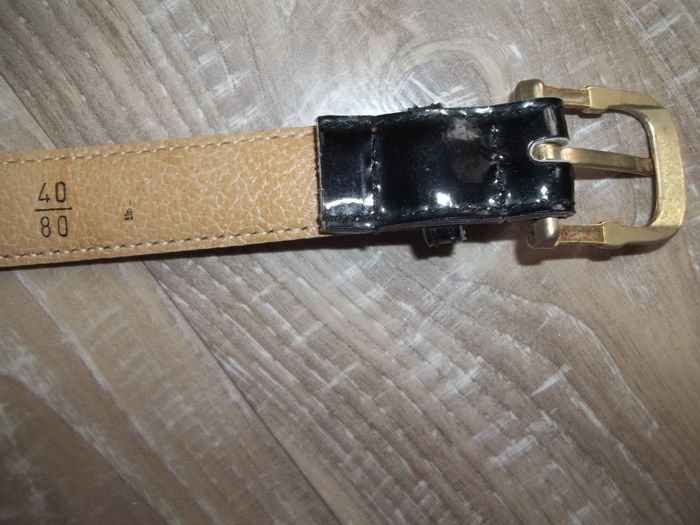 Ceinture fine cuir noir verni - photo numéro 3