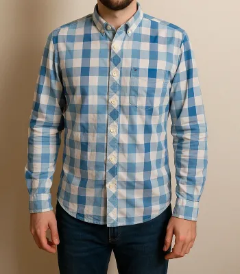 Chemise Tommy Hilfiger Denim à carreaux bleus/blancs XL (9)