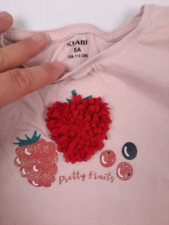 Tee shirt manches courtes, fille, 5 ans, Kiabi - photo numéro 3