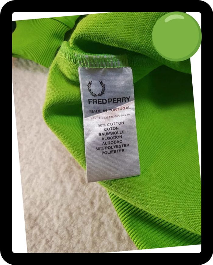 Veste de Survêtement Fred Perry Iconique - Vert Anis / Noir - Taille M - État Impeccable - photo numéro 7