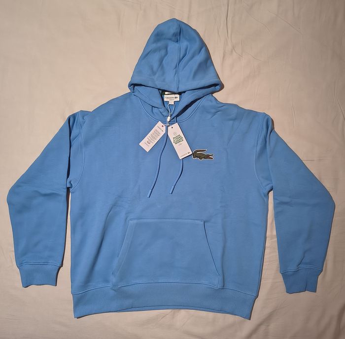 🐊 Sweatshirt Lacoste à capuche molleton Loose Fit bleu ciel - photo numéro 8