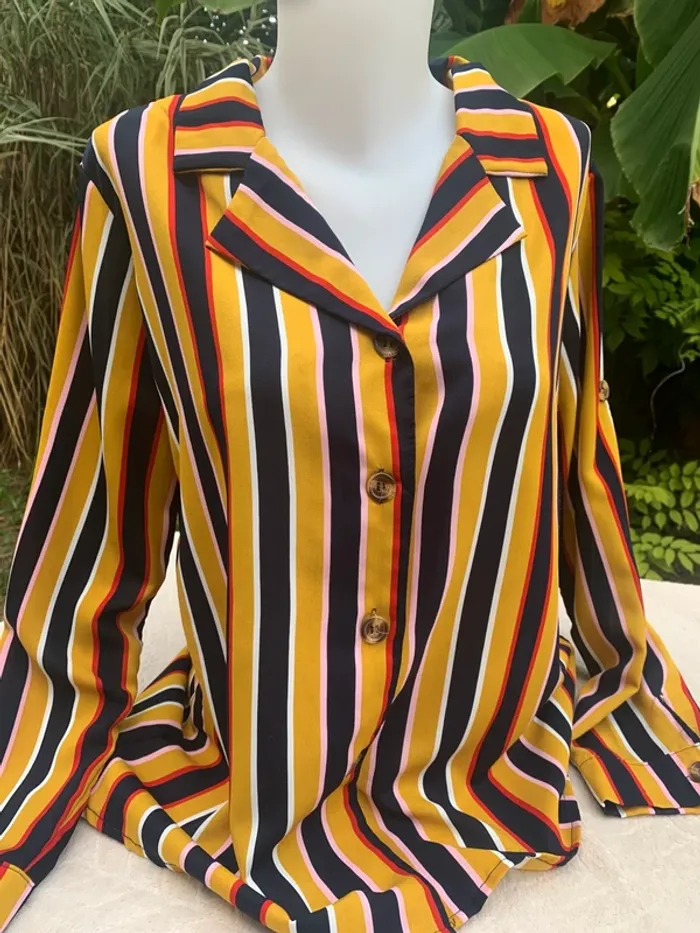 Chemise By Clara rayé taille L 100%polyester - photo numéro 2
