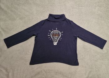 T-shirt à manches longues et col roulé bleu marine DPAM 3 ans