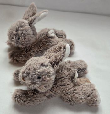 Lot de 2 peluches Lapin chiné marron 19 cm - Bukowski 