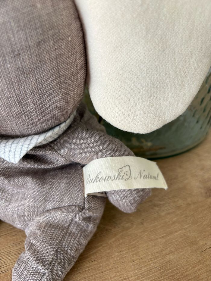 Peluche éléphant lin gris Abbas - photo numéro 3