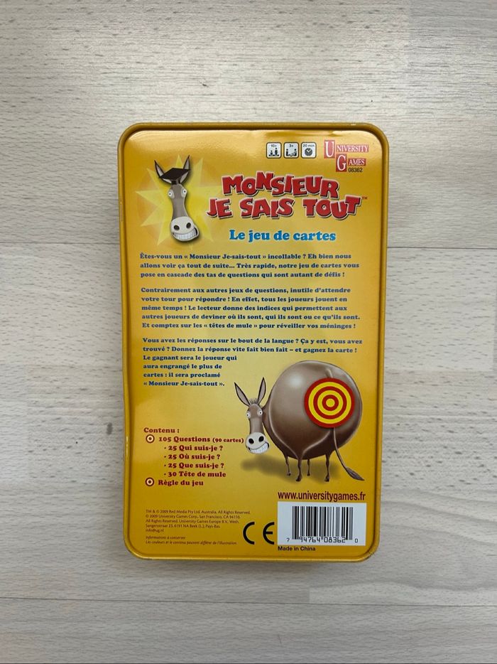 Monsieur Je Sais Tout – jeu de cartes (boîte métal) - photo numéro 3