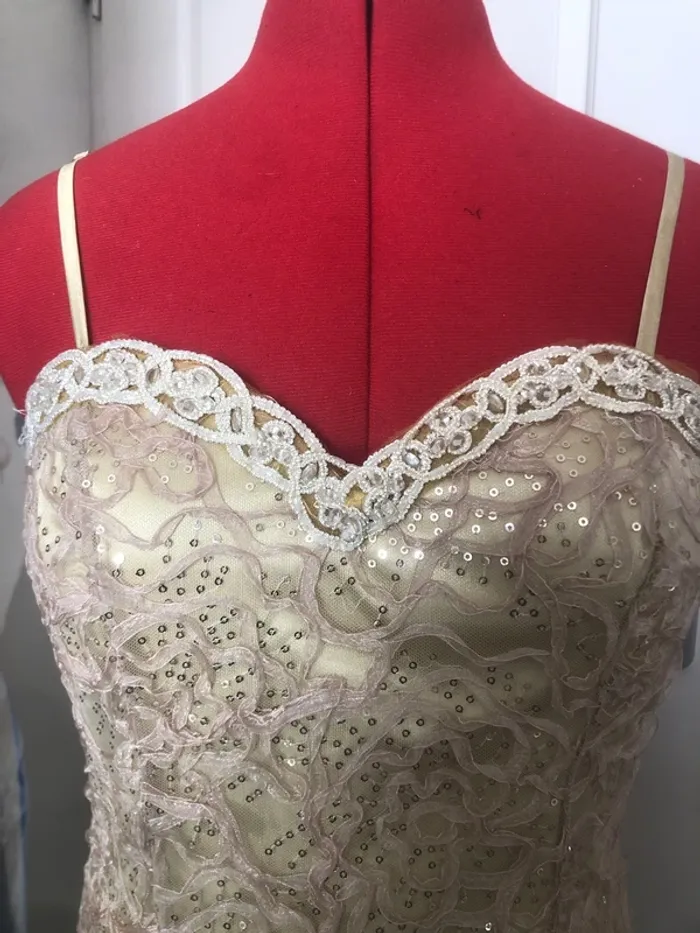 Robe de soirée couleur champagne crème T40 femme 👗 - photo numéro 6