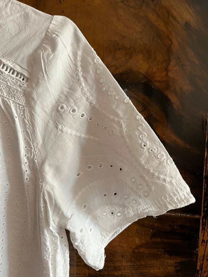 Blouse manches courtes broderie anglaise XS IKKS - photo numéro 4