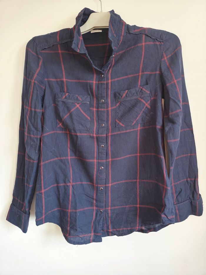 Chemise bleu marine à carreaux – Taille XS – Pimkie