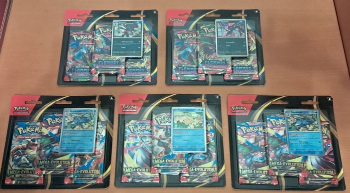 Lot pokémon 5 tripacks (3 x ME01 + 2 x ME02) scellés - photo numéro 2