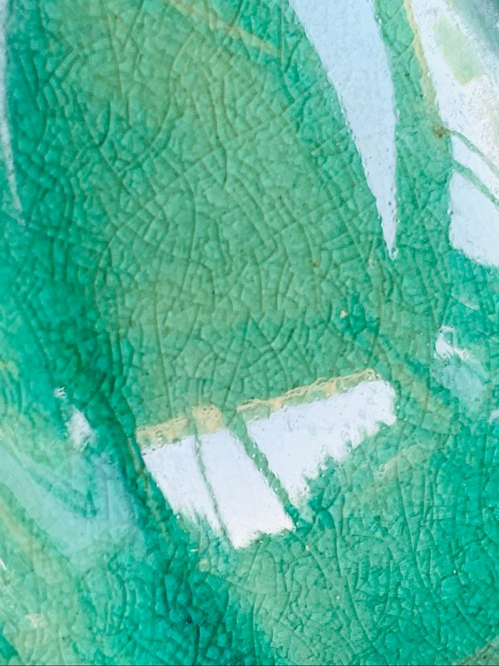 Statue canard vert en céramique craquelé brillante - photo numéro 9