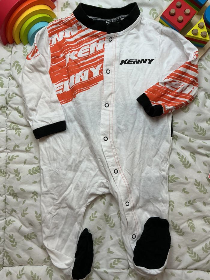 pyjama grenouillère en coton blanc et noir ouverture devant 24 mois kenny - photo numéro 3