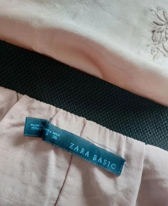 Jupe beige brodée taille élastique Zara 36 - photo numéro 5